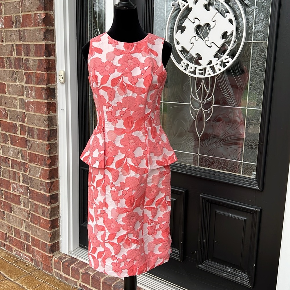 Teri John Coral peplum shift dress
